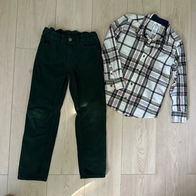 Conjunto de conjunto de camisa y pantalones de pana de vacaciones para niños talla 7 Foto 1 de 4