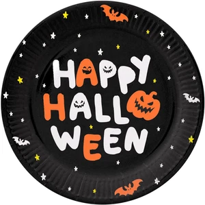 Piatti Con 'Happy Booo-23 Cm-8 Pezzi-Decorazioni Di Halloween Con Zucche, Teschi - Foto 1 di 12