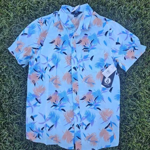 Volcom Warbler Woven Button Up Short Sleeve Floral Shirt Men's Size M NWT - Picture 1 of 8