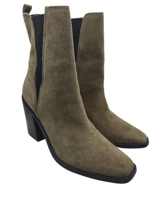 Botas MARC FISHER para mujer 7,5 M gamuza tostada lengüeta trasera botas de cuero Kristie Foto 1 de 4