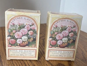 Crabtree & Evelyn DAMASK ROSE Soap 3.5 oz 2 Bars/Boxes NEW IN OPEN BOX!!! - Picture 1 of 6