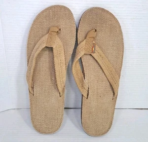 Men’s Rainbow Sandals XXXL 13.5-15 Hemp Brown Wide Strap Single Layer Flip Flops - Picture 1 of 8