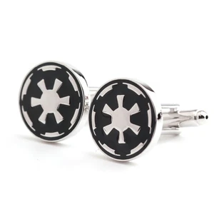 Pair Fashion Black Cufflinks for Men Round Enamel Mens Cufflink Casual Shirt - Picture 1 of 4