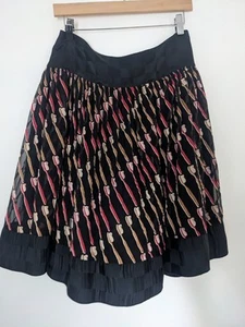 Anna Sui Skirt Silk Pleated Toothbrush Pattern 8 - Picture 1 of 5