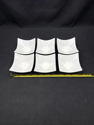 Crate&Barrel Tasting Sauces Stackable Cubes (6) White Porcelain VTG - Image 1 of 4