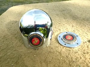 CUBIERTA BOCINA CROMADA HARLEY DAVIDSON USMC Y CUBIERTA DE 5 PUNTOS DE ORIFICIO EXCELENTE ESTADO - Imagen 1 de 5