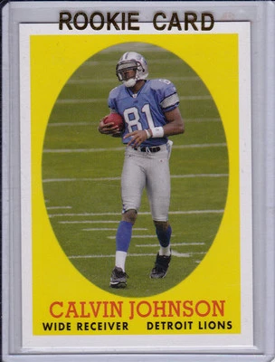 CALVIN JOHNSON ROOKIE CARD 2007 Topps VINTAGE DESIGN RC Detroit Lions NFL HOFer! - Image 1 of 2