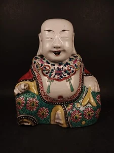 Chinese Famille Rose Budai Statue FigureQing Dynasty Exportware - Picture 1 of 17