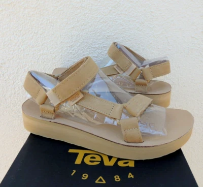 TEVA SAND SANDALIAS UNIVERSALES DE CUERO CON TIRAS DE FORMA MEDIA, MUJER US 7/ EUR 38 ~ NUEVAS EN CAJA Foto 1 de 4