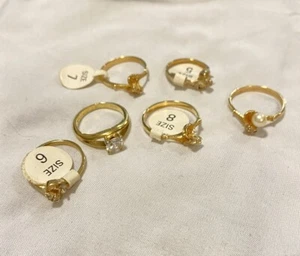 Lotto 6 anelli gioielli vintage legatura oro e oro placcato tenuta - Foto 1 di 9