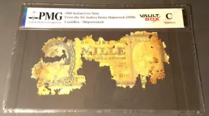 1956 SS Andria Doria Shipwreck - 1000 Italian Lire Note - PMG C - Vault Box - Picture 1 of 4