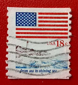 US 1981 18c Used Flag & Lighthouse PNC 5 Scott 1891 4567 - Picture 1 of 2