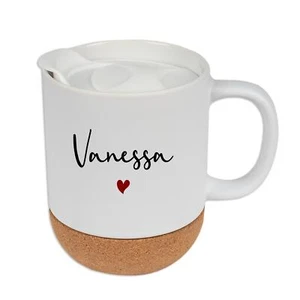 Tasse mit Name personalisiert, Namenstasse mit Korkboden, weiß, 330 ml - Bild 1 von 5