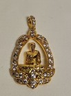 Buddha Amulett Schutz Amulett Glück  Thailand--hochw.vergoldet m.Kristallen 