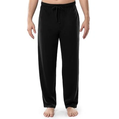 Pantalón de dormir tejido jersey 100 % algodón ligero para hombre con bolsillos, negro de alto L Foto 1 de 4