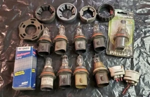 9004 Head Light Bulbs High/low Beam W Mount Rings And Pair Of Pigtails Lot Of 9 - Picture 1 of 11