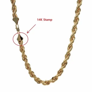 Men's Hip Hop Twist Rope Chain Necklace 10mm 30" inch 14K Gold Finish - Picture 1 of 4