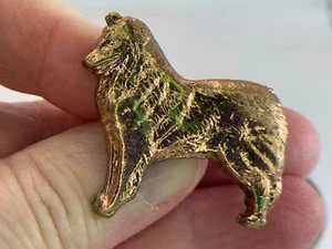 Dog Border Collie Handcrafted Vintage Copper Brooch Pin M-0906 - Picture 1 of 3