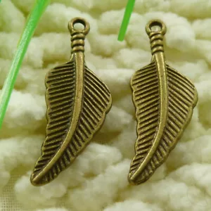 150 Pcs Bronze Plated Plume Charms Pendant 30X11MM S1869 DIY Jewelry Making - Picture 1 of 6