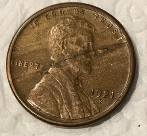 1921-S Lincoln Penny w/ Planchet Lamination Error XF - Picture 1 of 2