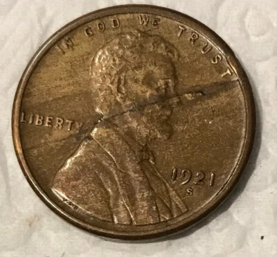 1921-S Lincoln Penny w/ Planchet Lamination Error XF - Image 1 of 2