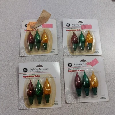 Lot 4 Packs(3ea) GE String 3.5v C6 Crystal Bulb Replacements Red Green OrangREAD - Image 1 of 2