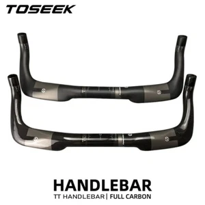 Manubrio bici da strada in fibra di carbonio 3K TT barra base bicicletta bullhorn bar 22,2/31,8 mm - Foto 1 di 13