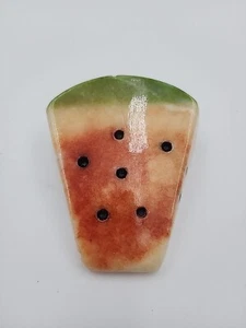 Vintage MCM Polished Marble Stone Paperweight Stone Fruit Watermelon Slice - Picture 1 of 6