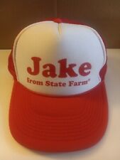 Jake From State Farm Trucker Snapback Hat Cap Red White Dude Insurance Otto Hat