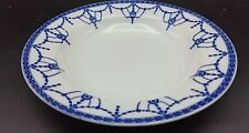 Wedgwod and Co Rimmed Bowl Blue White Antique Vintage 1910 26cm