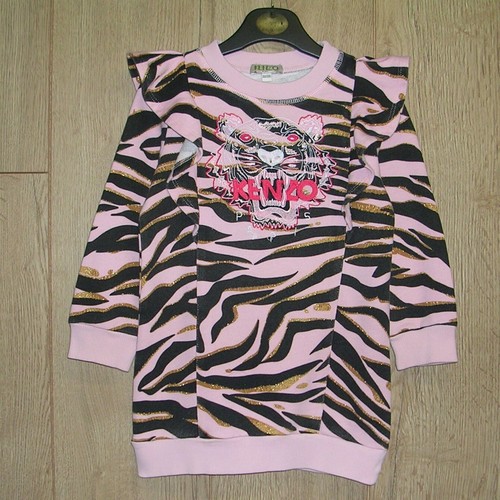Vestito Maglione Kenzo Bambina Rosa Stampa Animalier Jersey Cotone Età 4 104 cm