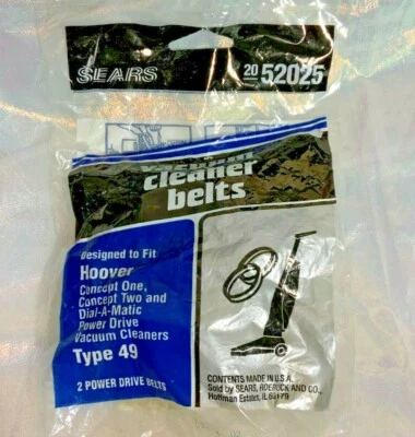 NUEVO OEM Sears Aspiradora Correas de transmisión eléctricas #52025 Tipo 49 para Hoover (B413) Foto 1 de 2