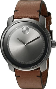 $595 MOVADO BOLD Men's GRAY 42mm Dial Italian Leather Band Swiss Watch 3600366 - Picture 1 of 6