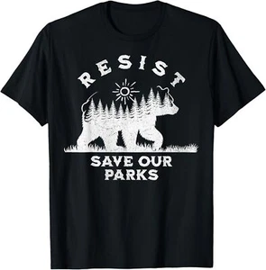 Resist Save Our Parks Alt US National Parks Bear Nature Hoodie or T-Shirt - Picture 1 of 5