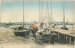 SINGAPUR - EINHEIMISCHE BOOTE AM STRAND - ALTE POSTKARTENANSICHT - Bild 1 von 2