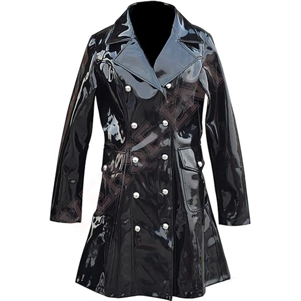 Women PVC Leather Trench Vinyl Shiny Light Weighted Raincoat Stylish Trench Coat - Image 1 of 3