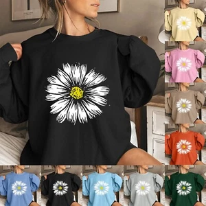 Women's Fashion Casual Long Sleeve Printed Round Neck Sweatshirt Top - Picture 1 of 42