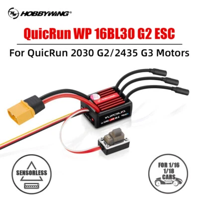 NEW Hobbywing QuicRun WP 16BL30 G2 Brushless Sensorless ESC for 1:16 1:18 RC Car - Image 1 of 4