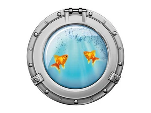 Pegatina de pared pegatina pegatina de pared para baño peces dorados ojo de buey agua - Imagen 1 de 2