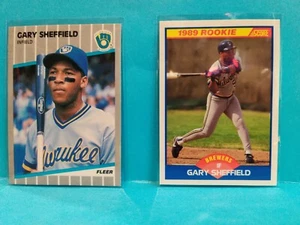 1989 Fleer Baseball Gary Sheffield RC #196 & 1989 Score RC #625 Brewers NM/Mint - Picture 1 of 6