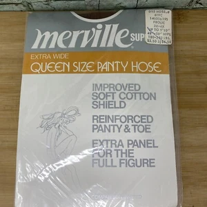 Vtg Nylons Merville Supreme Extra Wide Queen Size Pantyhose Size 3X-4X NOS USA - Picture 1 of 6