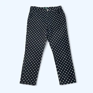LAUREN RALPH LAUREN Womens Black Polka Dot Trousers Pants UK 14 US 10 Petite - Picture 1 of 9
