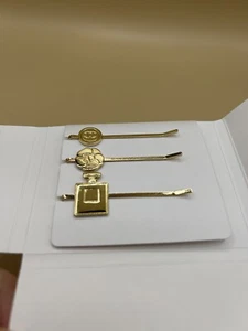 Chanel Hairpin Set - 3 Gold COCO Camellia CC Hair Clips -BN - Picture 1 of 4