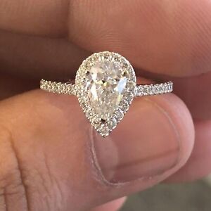 2.50CT Pear Simulated Diamond 925 Silver Women Halo Engagement Ring In White
