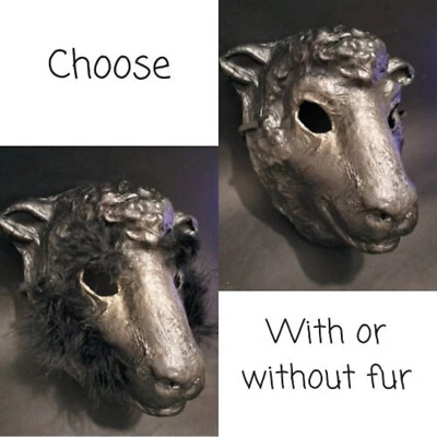 Original Paper Mache Black Sheep Mask, Farm Animal Mask, Papier Mache Mask, - Image 1 of 4