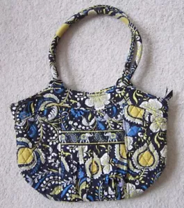 VERA BRADLEY Ellie Blue Sweetheart Shoulder Bag - Retired - Blue, Yellow & White - Picture 1 of 11