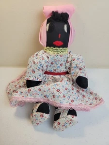 Jamaican Caribbean Ethnic Handmade Mammie Stuffed Rag Doll in Floral Dress 12" - Picture 1 of 9