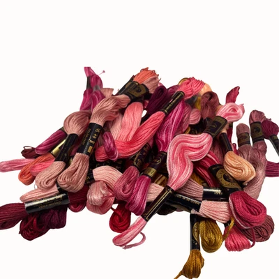 Anchor Stranded Sticktwist Mouline 8M Emb Thread Lot of 36 Shades of Pink/Brown - Image 1 of 2