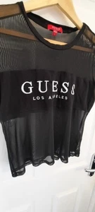 Guess Los Angeles Top Negro Transparente Logo Bordado – Talla S - Imagen 1 de 11