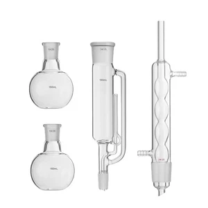 150ml 19/26 Glass Soxhlet Extractor Body Allihn Condenser Two Flat Bottom Flask - Picture 1 of 1